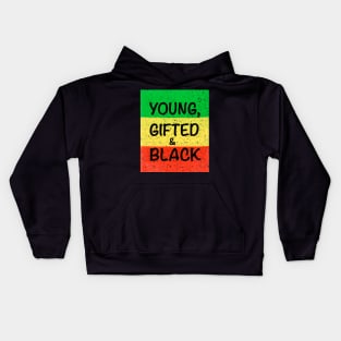 Young gifted and black  - Rasta colours Colors distressed pattern Kids Hoodie